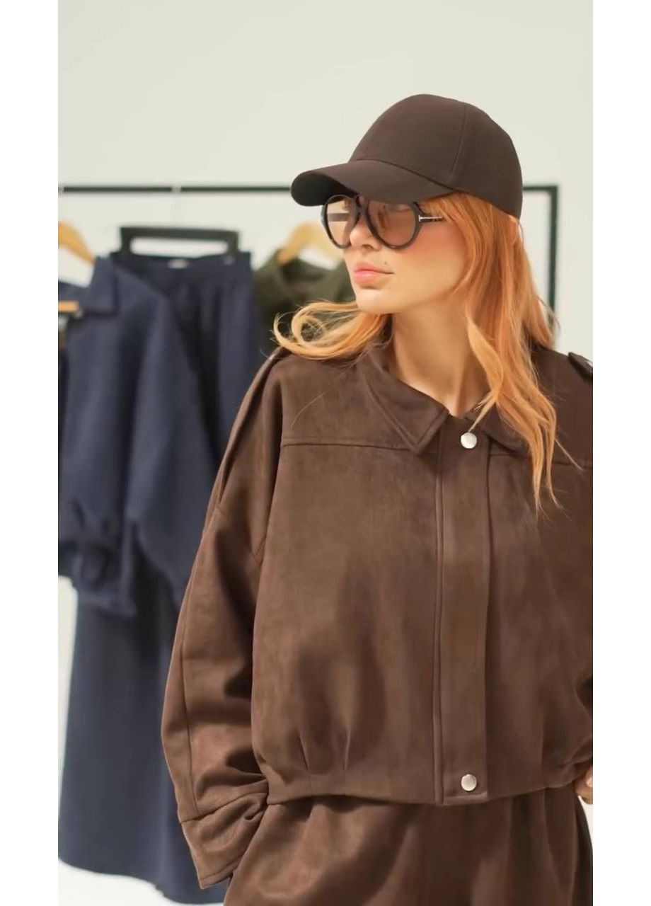 Женский замшевый костюм бомбер на подкладке и брюки палаццо MonCher (362206363)