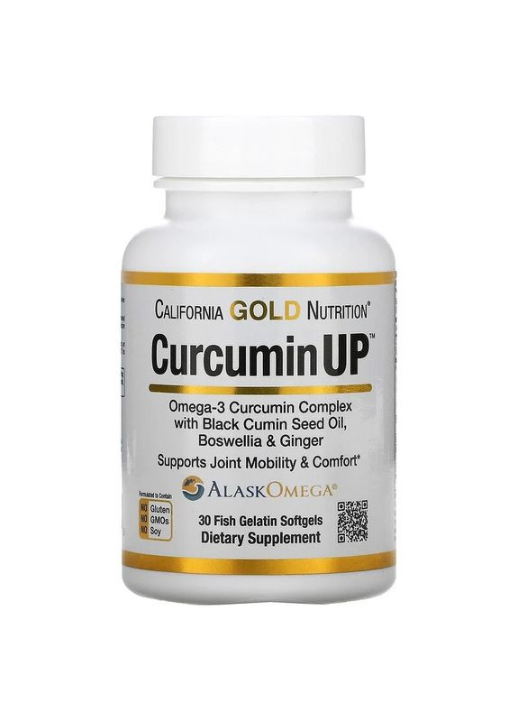 , CurcuminUP, Комплекс с куркумином и Омега3, 30 капсул из рыбьего желатина California Gold Nutrition (263687091)