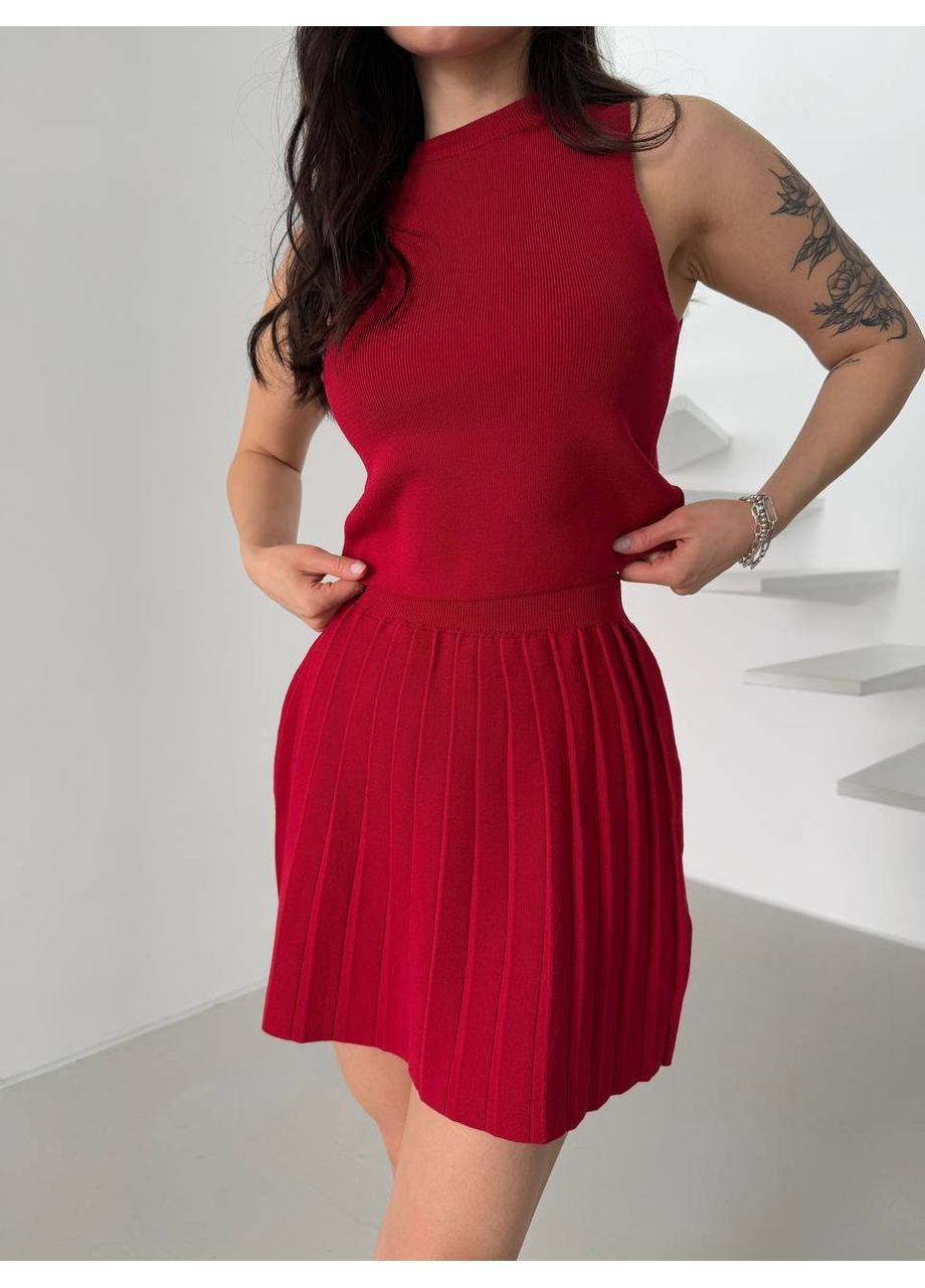 В'язаний костюм укорочений топ і спідничка No Brand Б1466-104/1 (365815462)