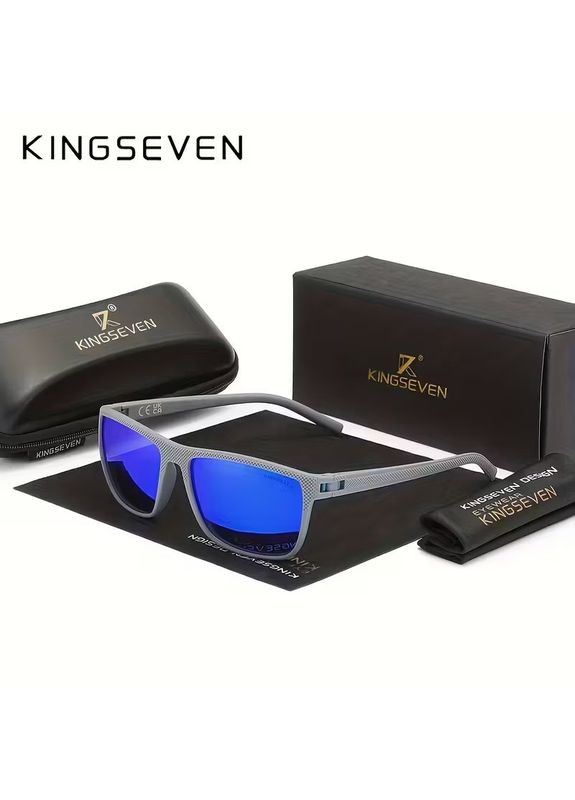 Мужские поляризационные солнцезащитные очки LC755 Gray Dark Blue KINGSEVEN (368290156)