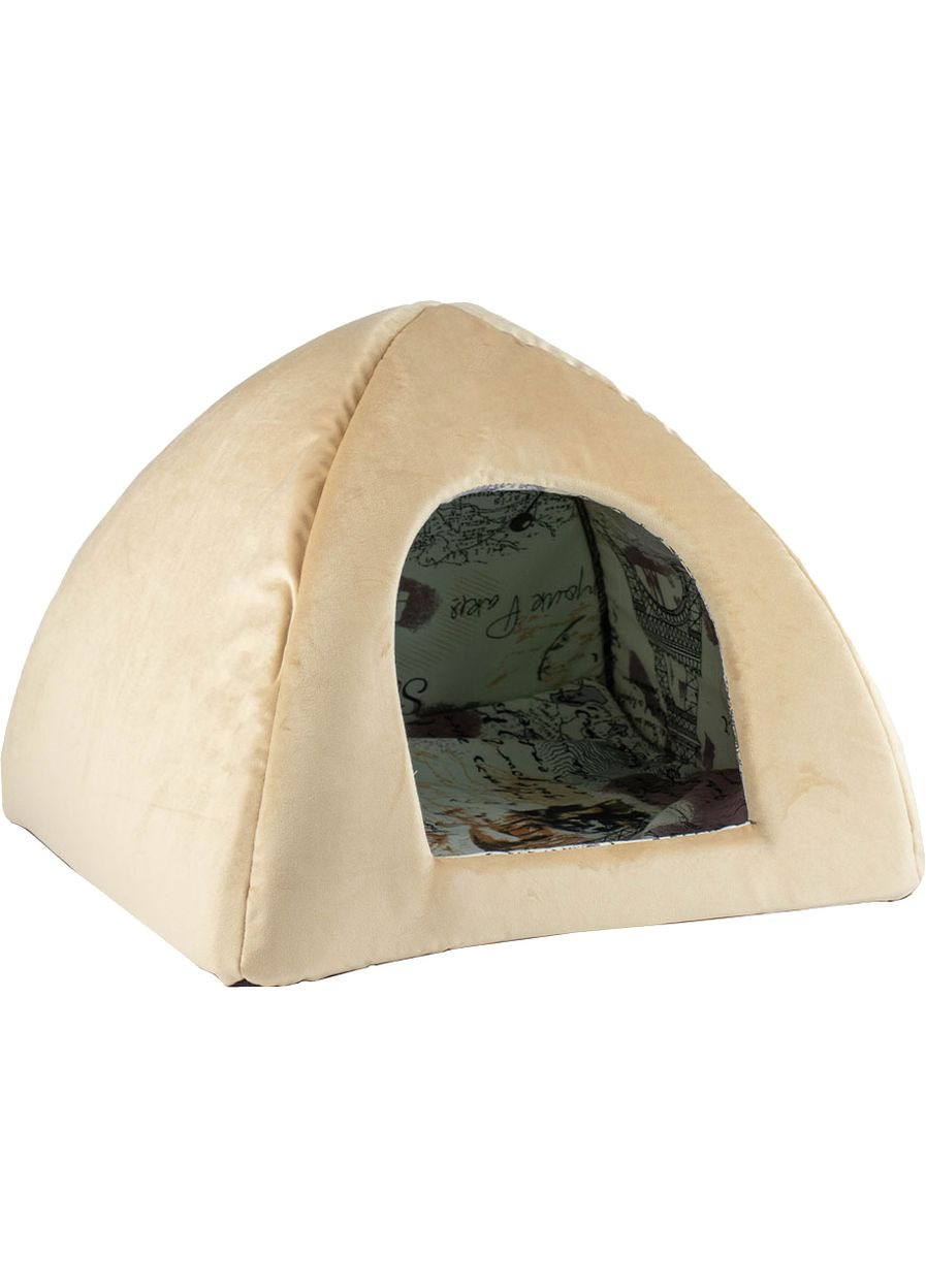 Будиночок-Юрта для собак і кішок Пушистик 40 х 40 х 35 см Бежевий (4820216672046) Пухнастики (313239321)