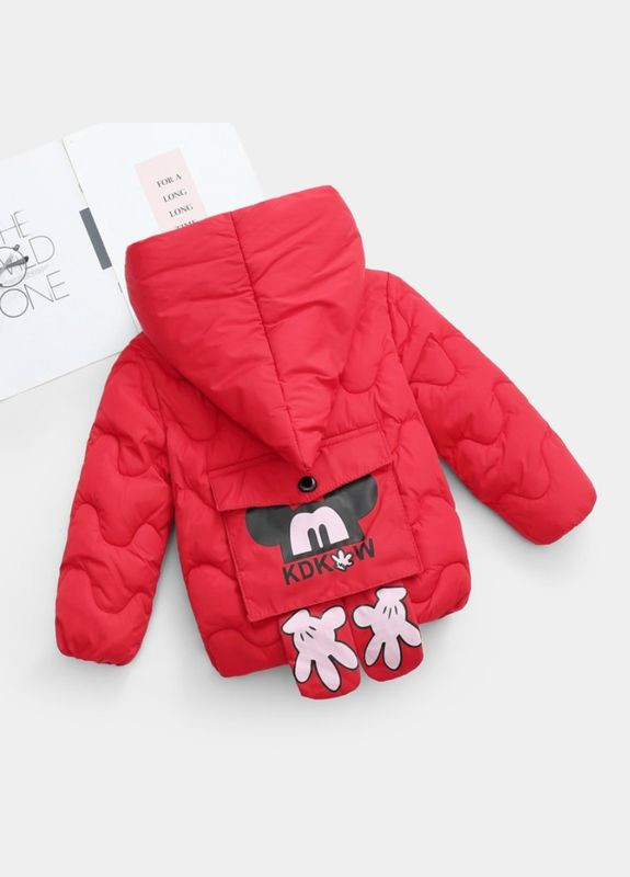 Красная демисезонная куртка детская с микки маусом ( ) (9591) Qoopixie