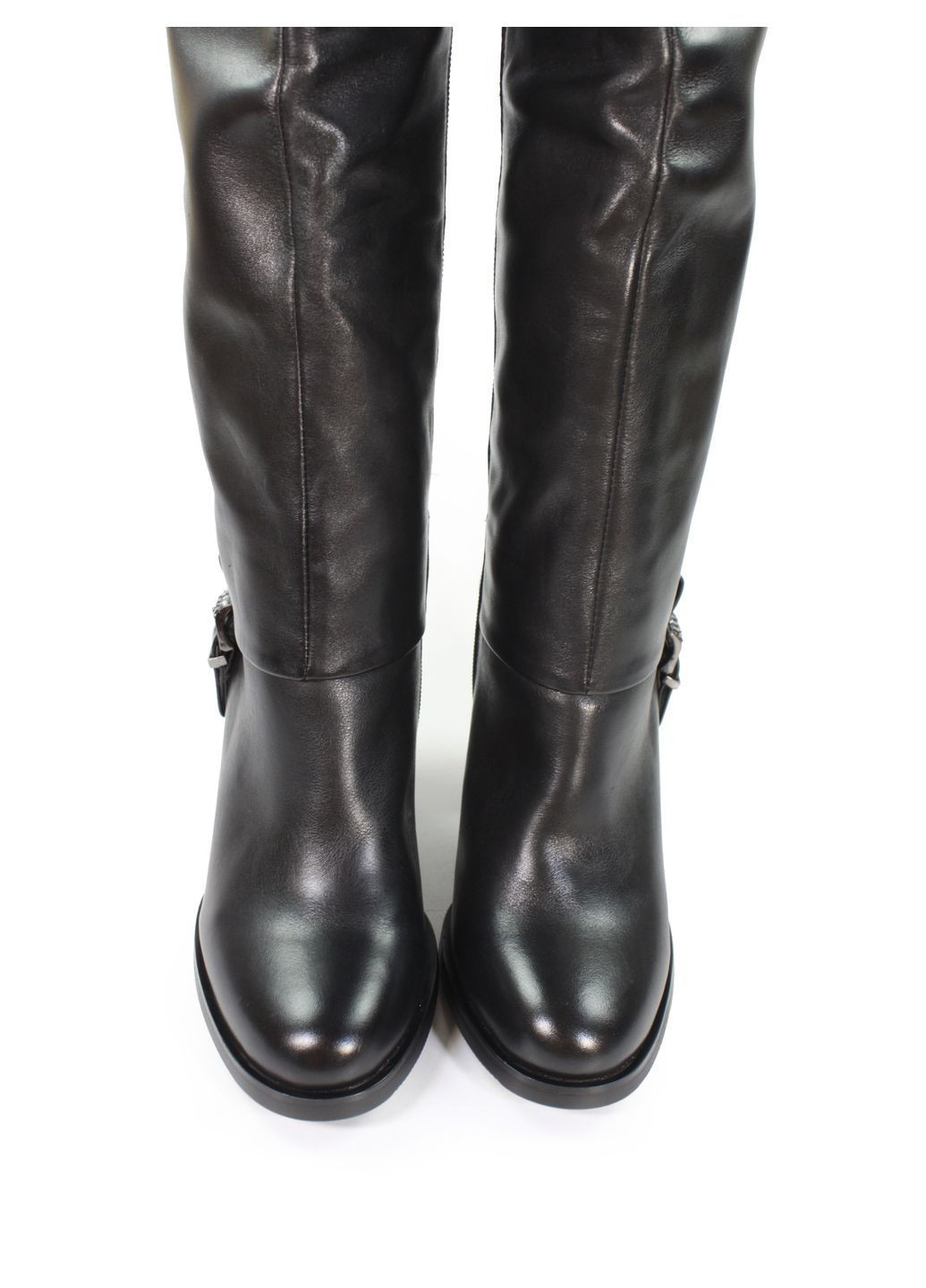 Осенние элегантные демисезонные женские сапоги из натуральной кожи ботфорты It-Girl с пряжкой