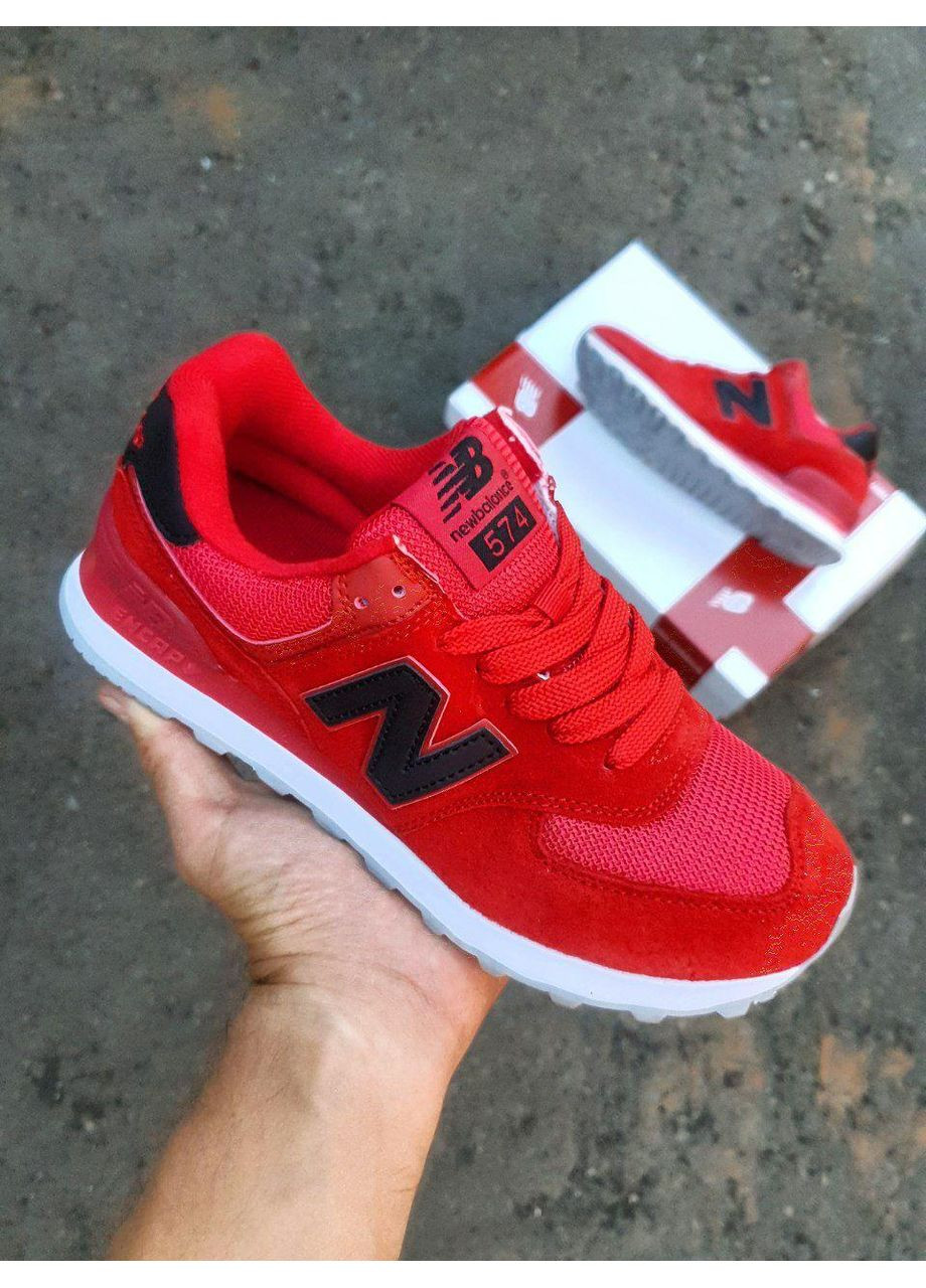 КРОСІВКИ ЖІНОЧІ NEW BALANCE 574 RED WHITE BLACK НЬЮ БЕЛАНС 574 No Brand чорні демісезони (367171372)