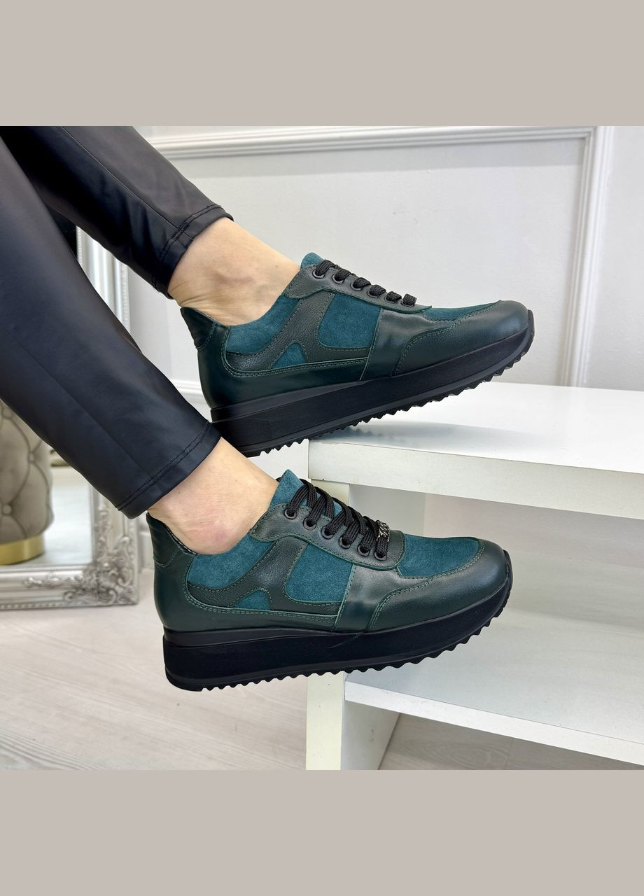 Кросівки комбіновані жіночі на шнурівці. Vasha para зелені демісезони (322429423)