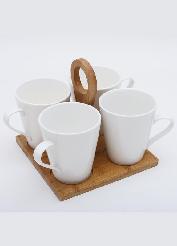 Чайний набір Ceram-Bamboo 4 кружки 245мл на підставці Bona (339779083)