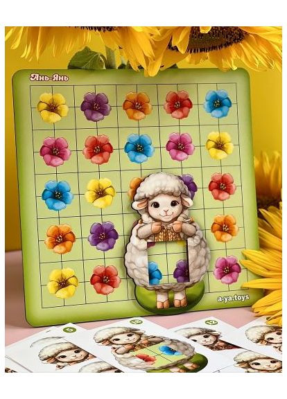 Пазл-сортер Вівця на галявині Ubee розвиваюча гра для дітей з картками та фрагментами квіточок ProDobro (367097683)