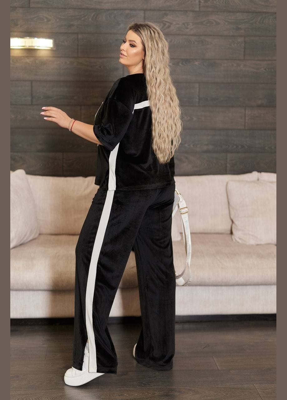 Женский велюровый костюм двойка серого цвета New Trend (331869995)