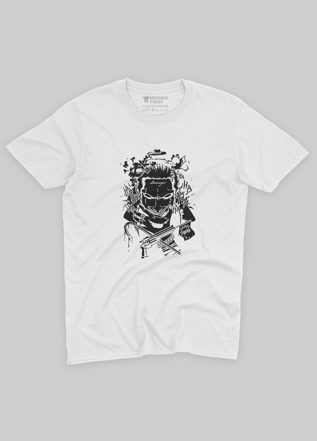 Белая демисезонная футболка для девочки с принтом супервора - джокер (ts001-1-whi-006-005-016-g) Modno