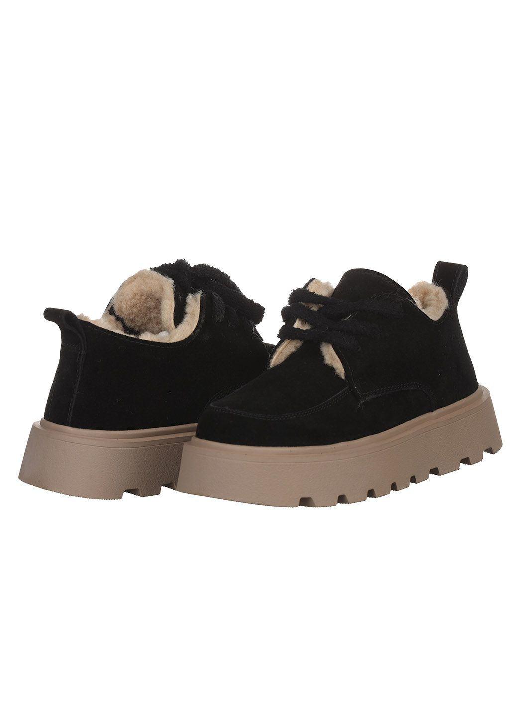 Угги женские 2805-1 зимние на шнуровке теплые замшевые на высокой подошве повседневные черные No Brand (362893808)