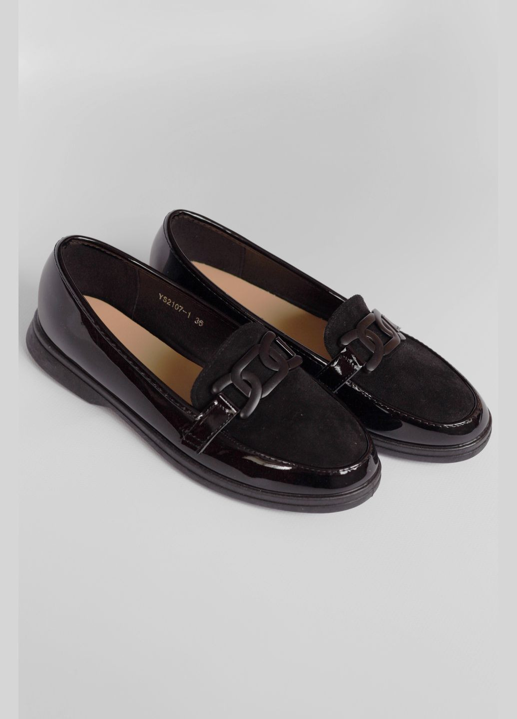 Туфлі-лофери жіночі чорного кольору Let's Shop (292548820)