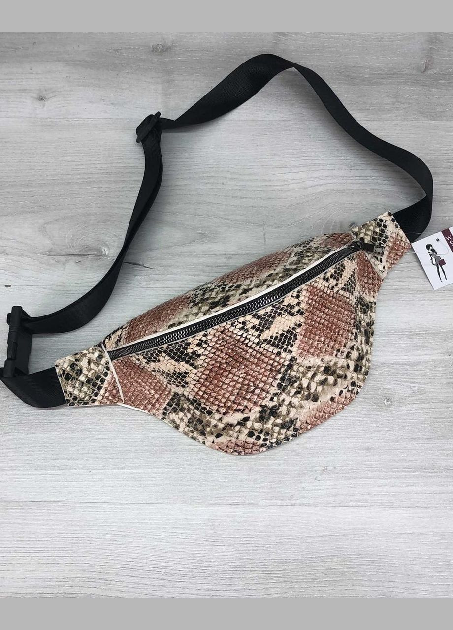 Жіноча сумка бананка на пояс/через плече з екошкіри під крокодила «Емма» на блискавці WeLassie (298921148)