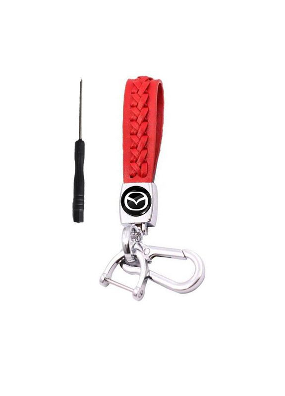 Брелок для ключей с логотипом, фурнитура ХРОМ (ремешок+карабин+отвертка) Mazda (369609890)