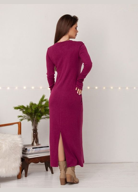 Фіолетова повсякденний фіолетова довга сукня з кишенями ISSA PLUS однотонна