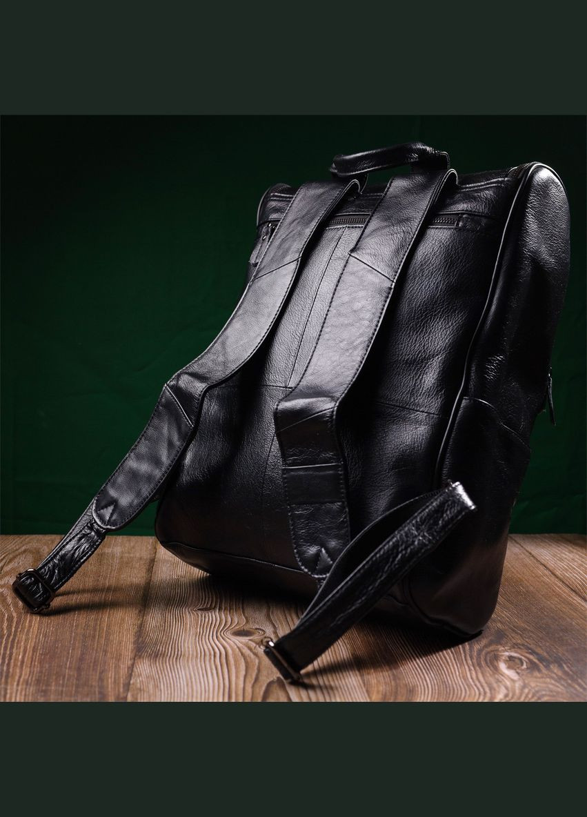 Місткий рюкзак з натуральної шкіри 22249 Чорний Vintage (327873083)