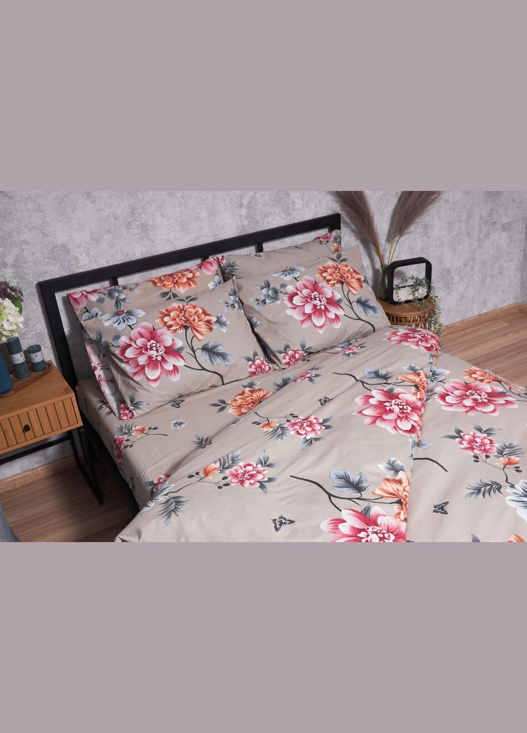 Комплект постельного белья Бязь Gold Люкс «» King Size 220x240 наволочки 4х50х70 (MS-820001881) Moon&Star Peony Brown (285718058)