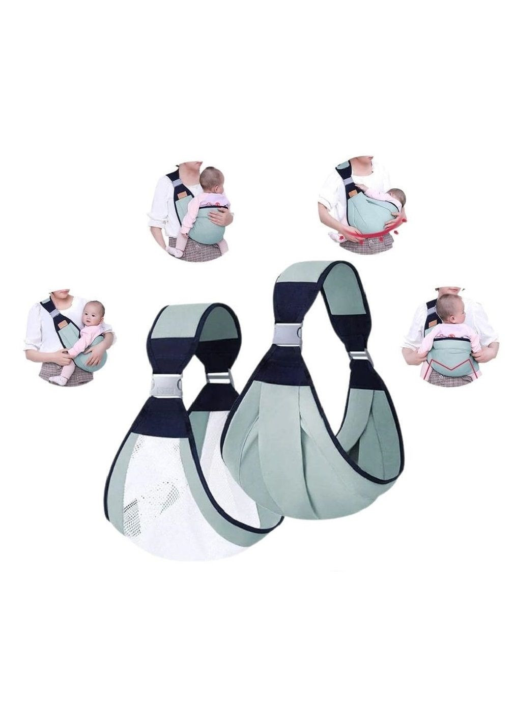 Слінг переноска кенгуру для новонароджених дітей малюків регульований розмір бавовна поліестер (476717-Prob) Unbranded (289200986)