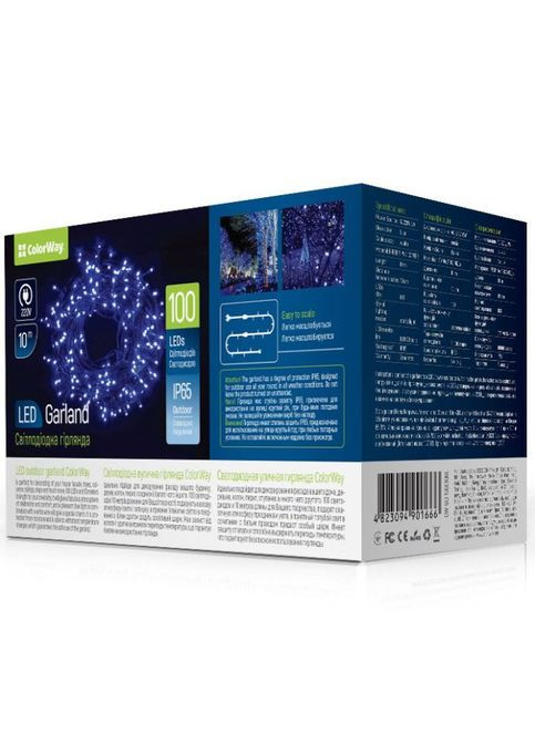 Гірлянда IP65 10м 100Led блакитне світло (CW-GO-100L10BL) Colorway IP65 10м 100Led блакитний світло (361110959)