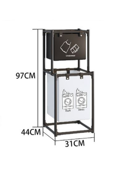 Корзина для белья на 2 отделения 97х44х31 см No Brand (340247828)