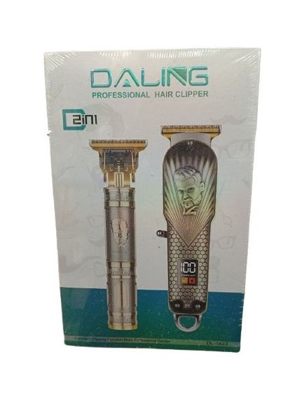 Чоловічий акумуляторний триммер 2в1 DL-1823 для бороди вусів 5Вт машинка для стрижки Led дисплей Золото No Brand (357208054)