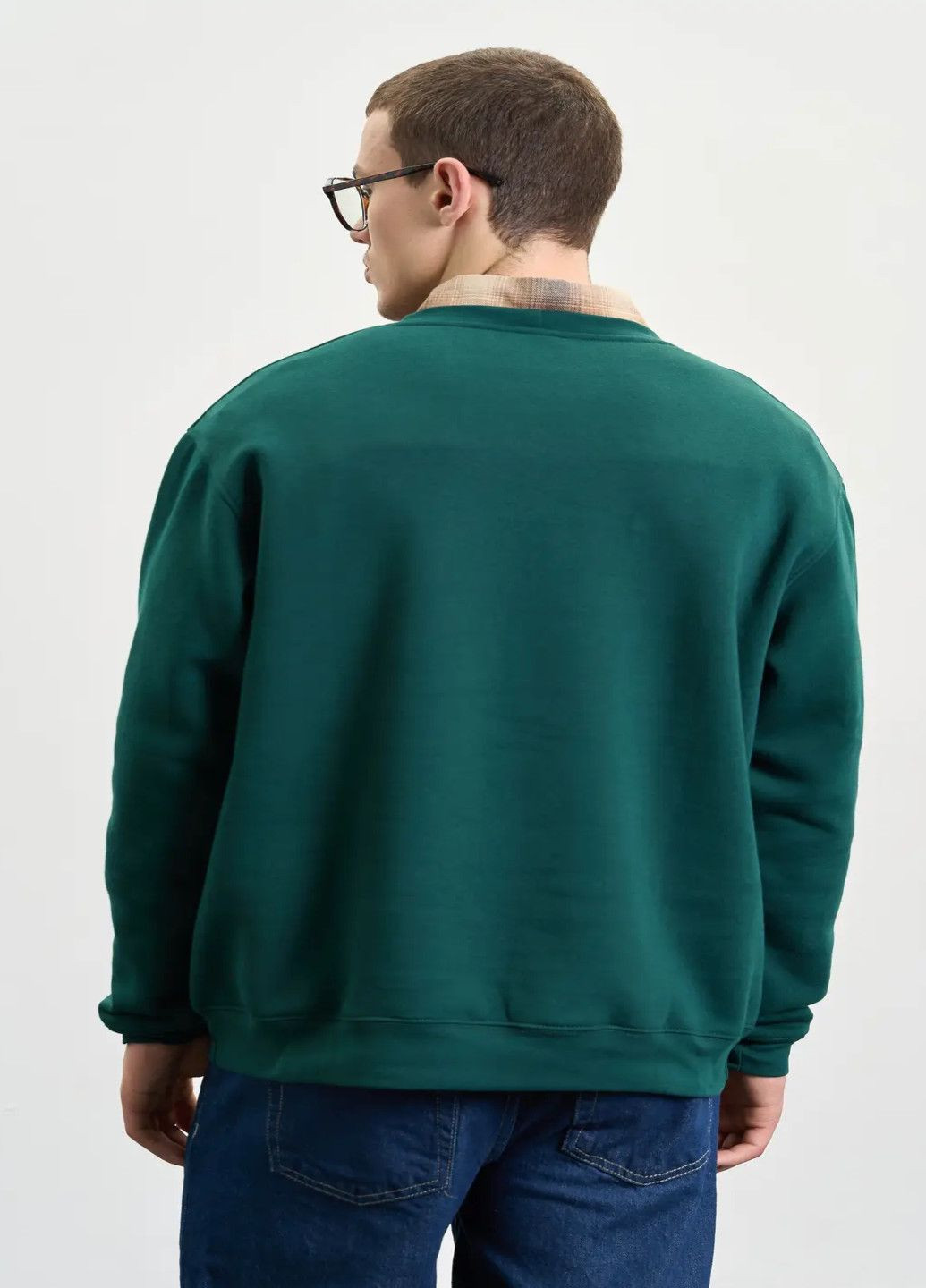 Зеленый свитшот мужской утепленный Роза однотонный без декора (322649151)