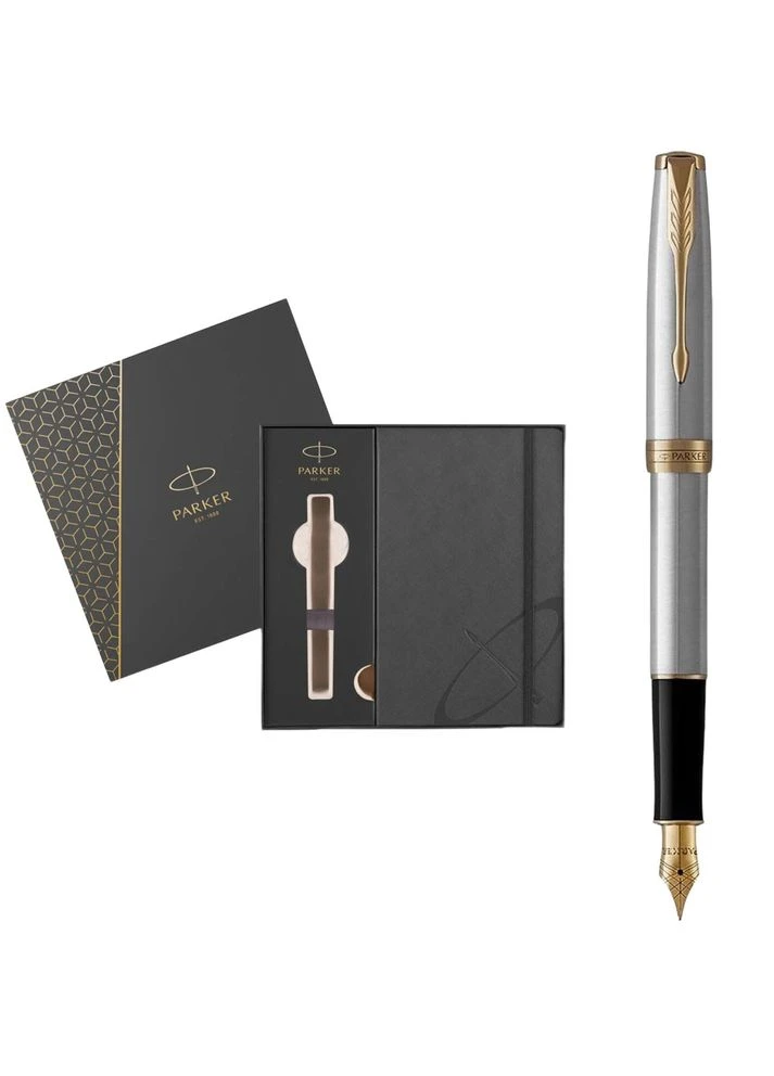 Набор SONNET Stainless Steel GT FP F перьевая ручка + блокнот 84 111b26 Parker (385572457)