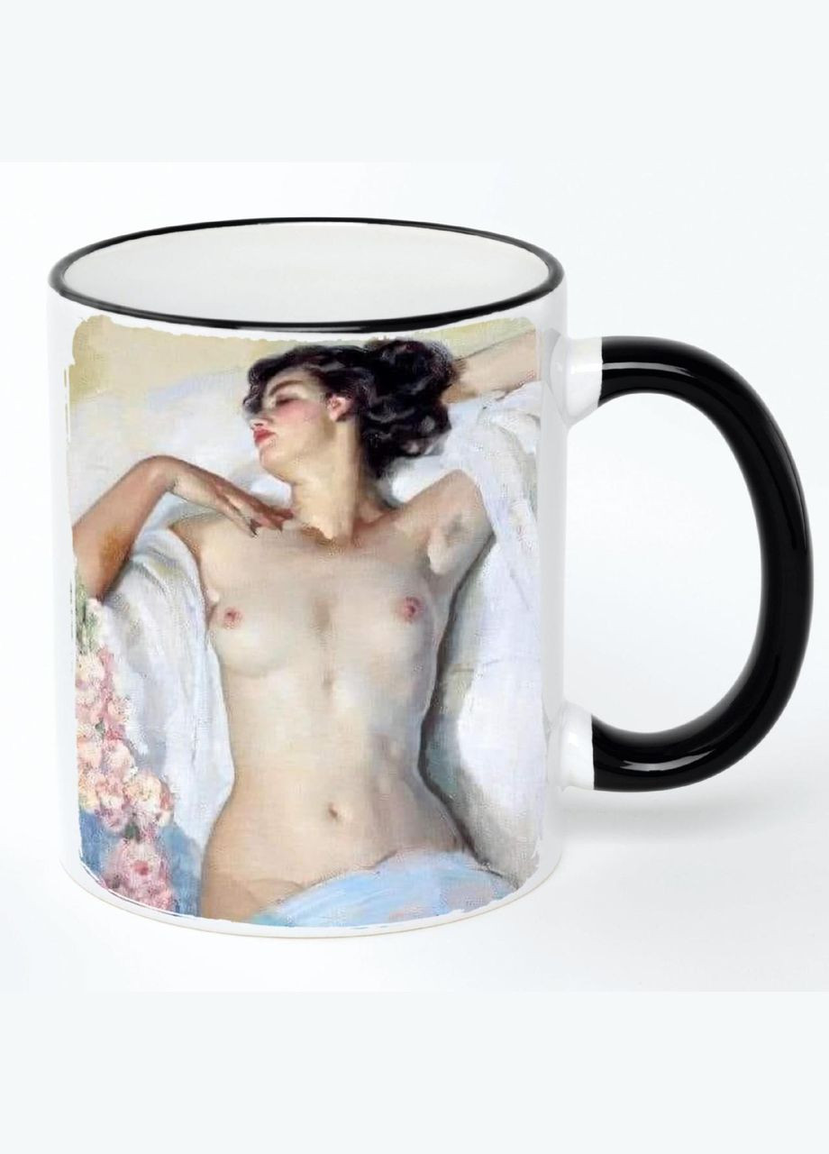 Чашка Арт #0073 (кухоль, кружка) Біла з чорною ручкою 330 мл No Brand (322712138)