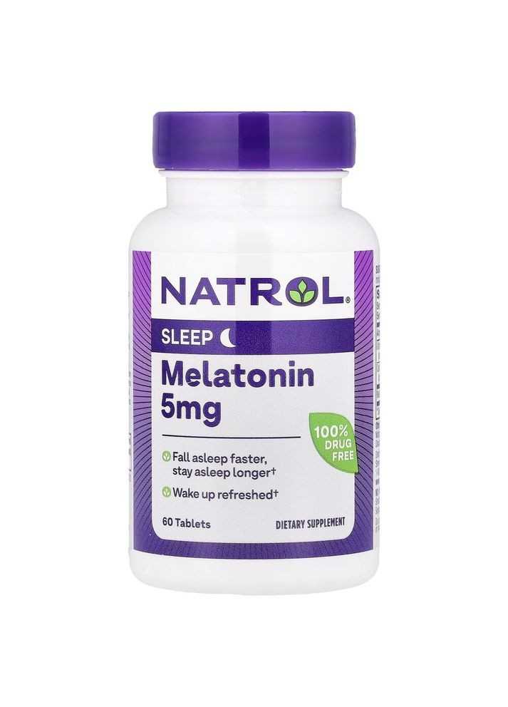 Мелатонін Melatonin 5mg Extra Strength, 60 таблеток для гарного сну Natrol (341321216)