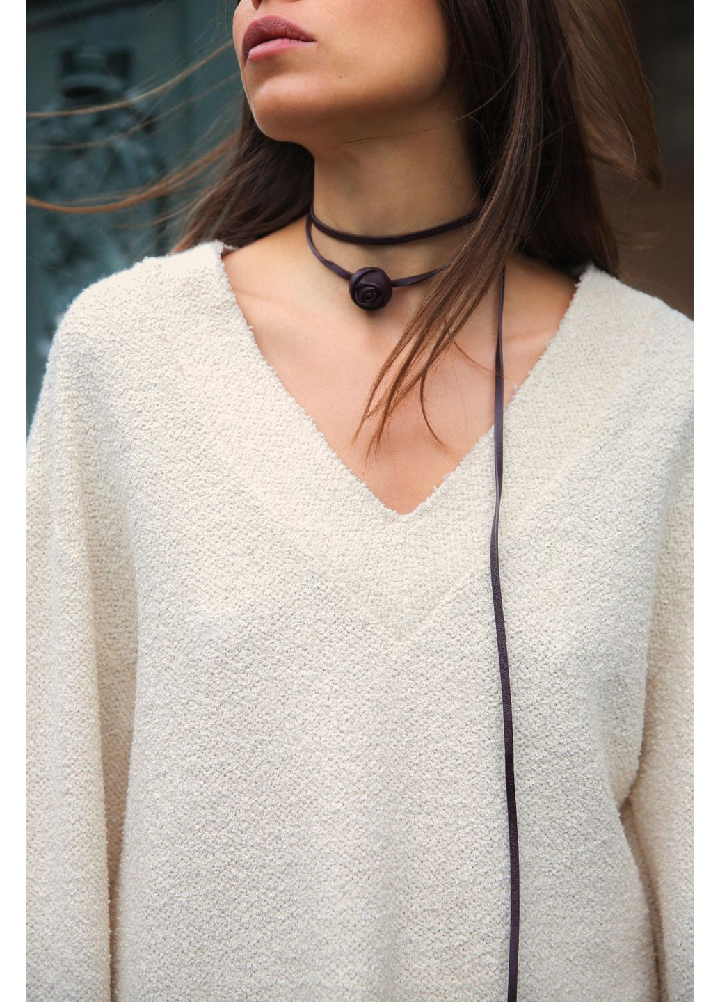 Бежевый демисезонный свитер из букле с длинными рукавами Zara