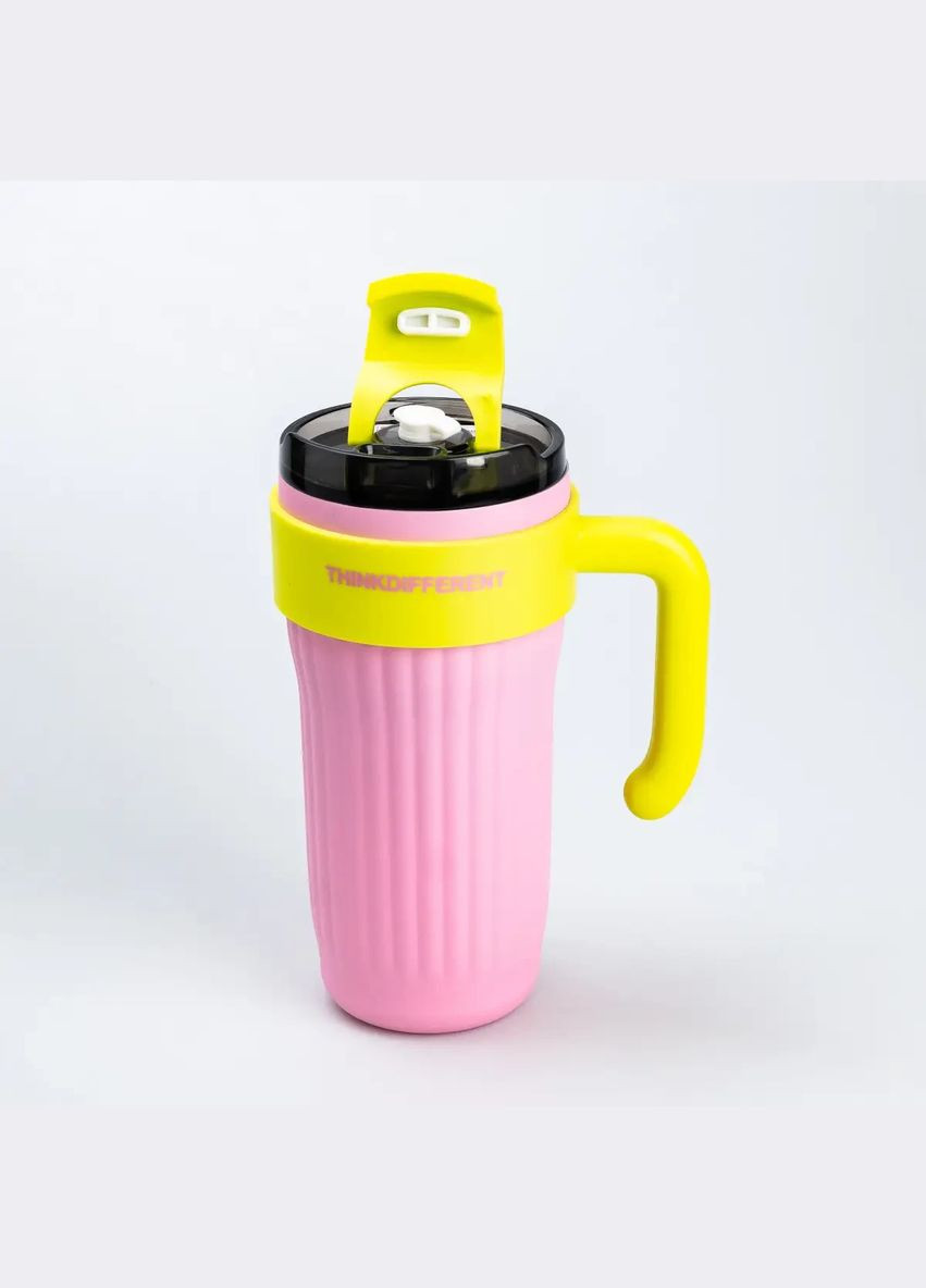 Термокружка с ручкой 860 мл розовая Happy Life (315718507)