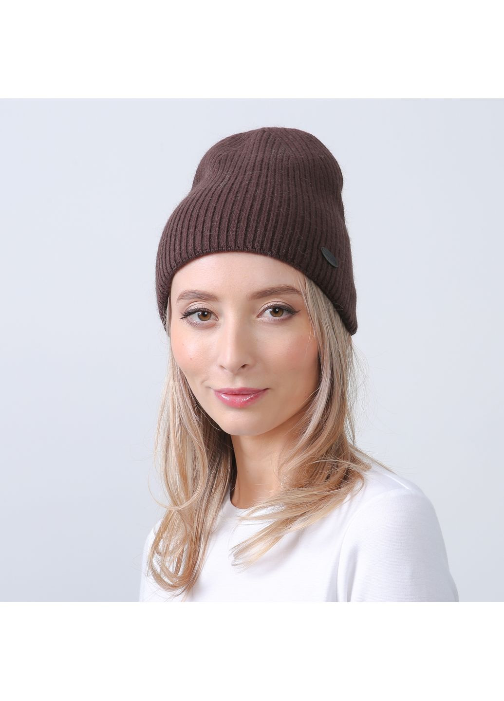 Шапка біні жіноча вовна коричневий ЯРЕМА LuckyLOOK 676-046 (322791697)