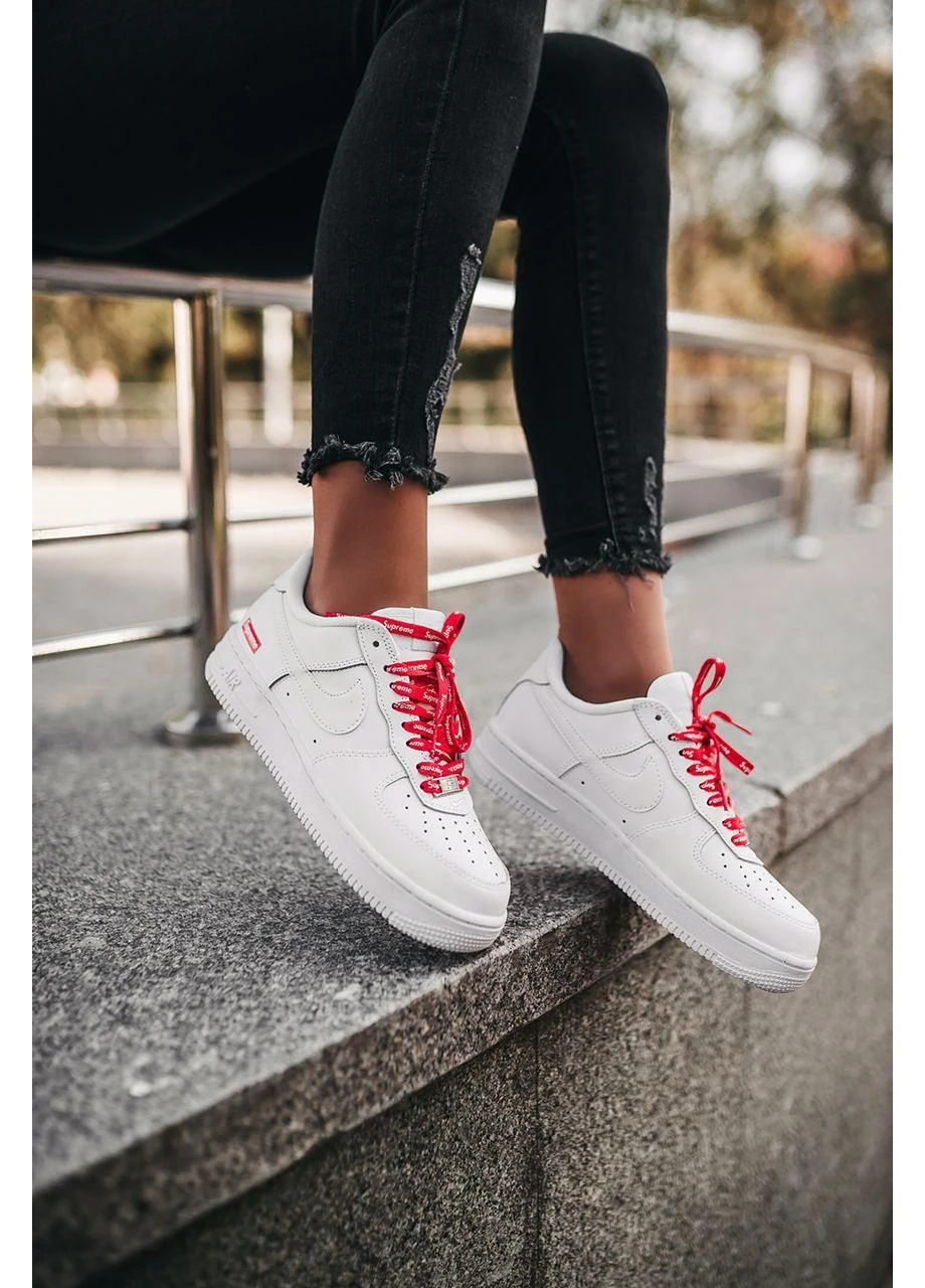 КРОССОВКИ ЖЕНСКИЕ NIKE AIR FORCE 1 SUPREME WHITE НАЙК АИР ФОРС 1 БЕЛЫЕ No Brand белые демисезоны (391943130)