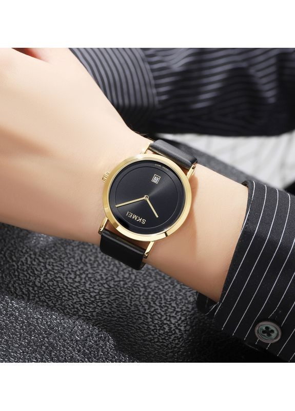 Годинники 1907GD Gold кварцові жіночі зі шкіряним ремінцем золотисті для повсякденного використання стильні ProDobro (367266844)