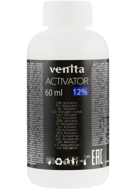Активатор освітлювача для волосся Platinum Lightener 12% Activator 60ml (730569-31160684) Venita (368654881)
