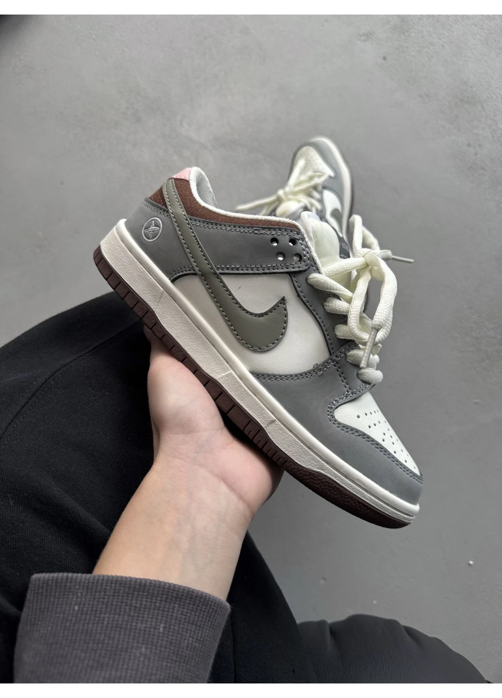 Білі літні кросівки nike sb dunk grey/white/brown найк сб данк No Brand