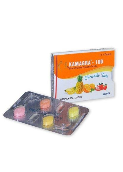 Таблетки для потенции Kamagra 100 Chewable Tabs за 1 упаковку (4 пиг.) CherryLove Loveshop (296009000)