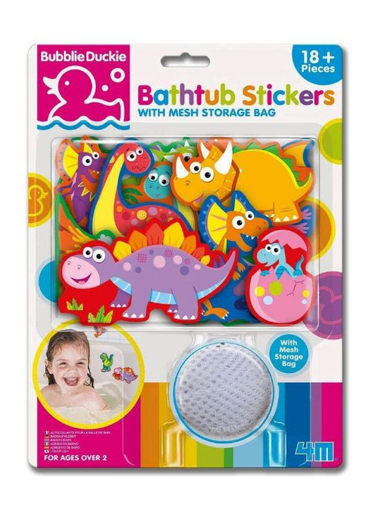 Набір наклейок для ванної Динозаври Bubblie Duckie 00-04747 Іграшки для ванної купання 4M (297331116)