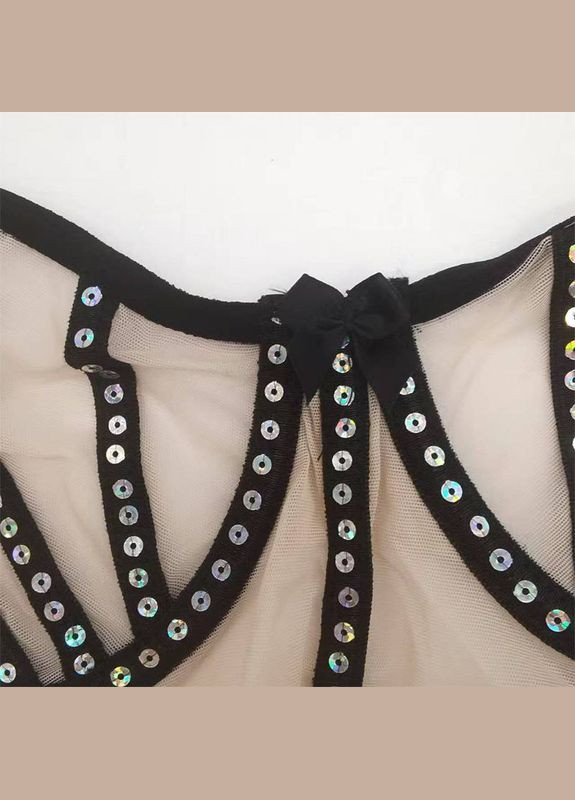 Елегантний жіночий боді напівпрозорий з паєтками No Brand Боді Rianna (339603168)