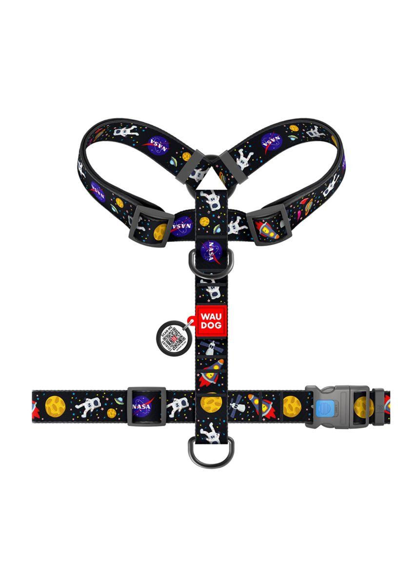 Шлей для собак анатомический H-образный Nylon с QR-паспортом, XL, Ш 35 мм, А 55-95 см, В 70-110 см WAUDOG (322642005)