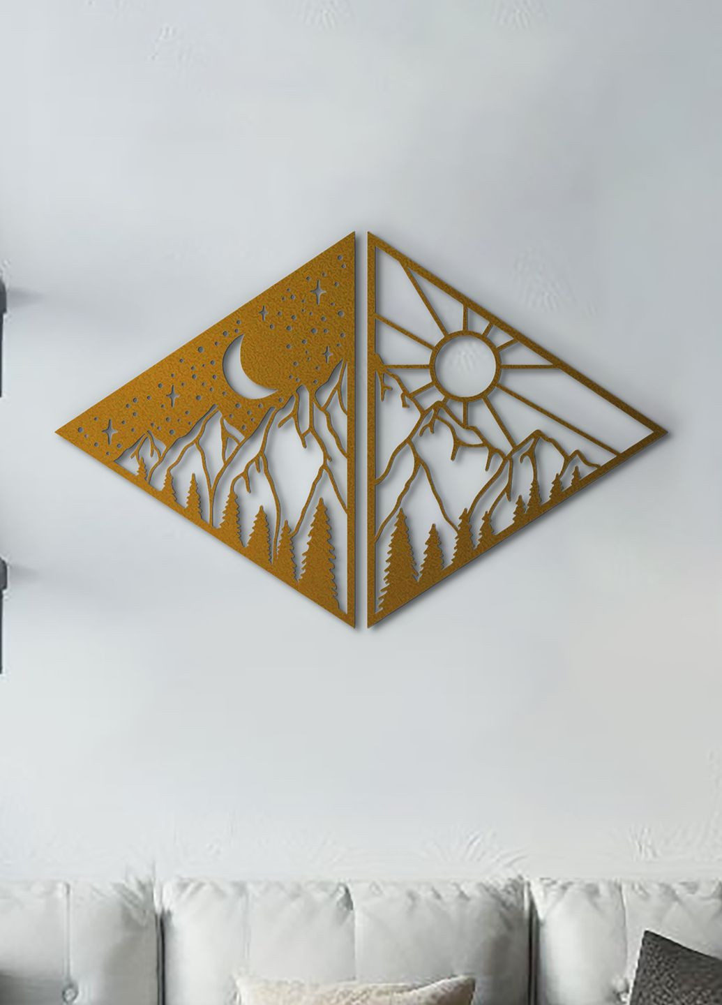 Настінний Декор в кімнату, Сучасна картина для інтер'єру "День і ніч", оригінальний подарунок 70х110 см Woodyard (292114023)