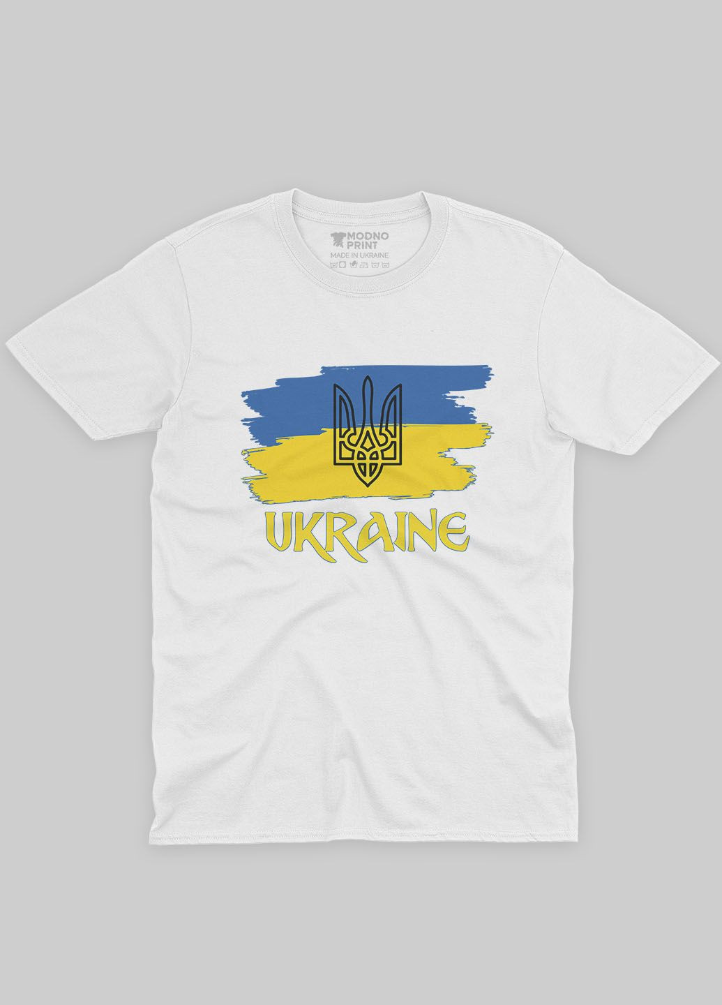 Белая демисезонная футболка для мальчика с патриотическим принтом ukraine (ts001-3-whi-005-1-070) Modno