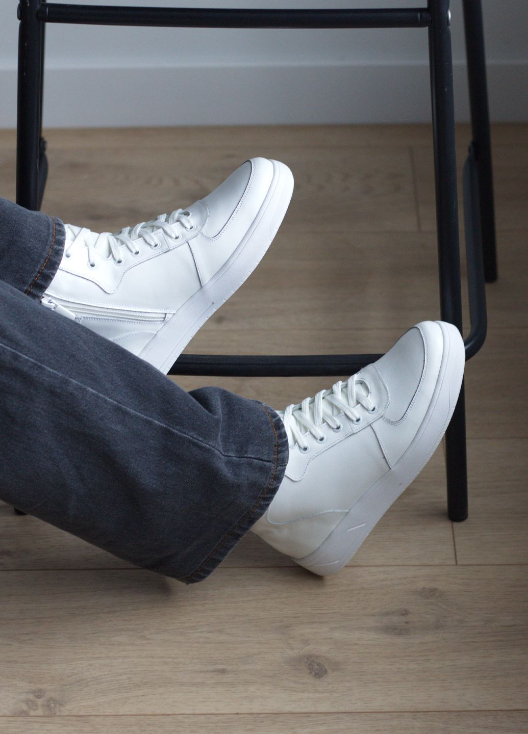 Білі кеди підліткові з натуральної шкіри зимові Zlett 3506