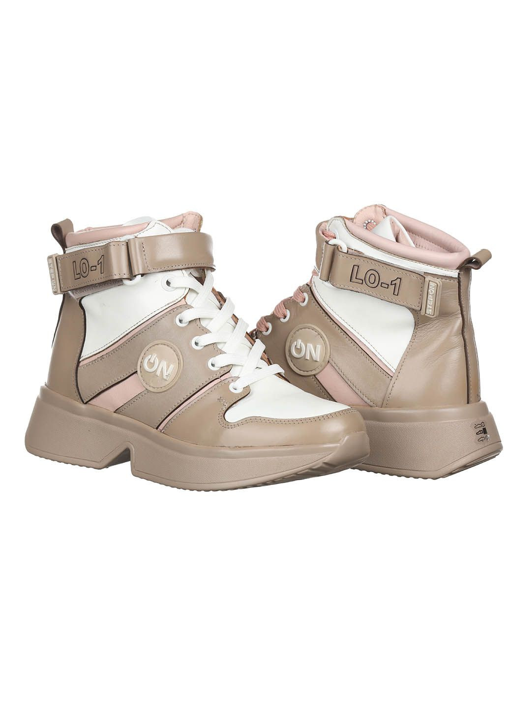 Женские кроссовки из кожи спортивные No Brand бежевые зима (308864254)