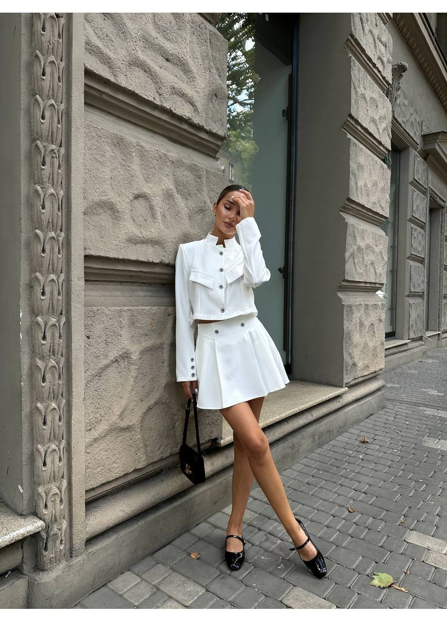 Женский костюм с юбкой и укороченным пиджаком Україна (352193525)