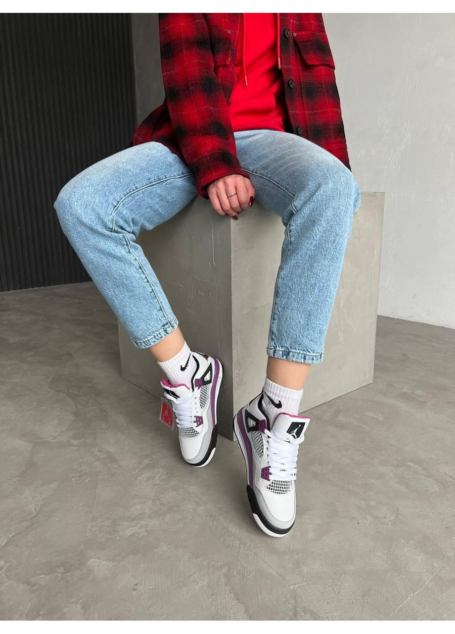 Белые демисезонные кроссовки мужские nike air jordan retro 4 pari stain germain найк аир джордан No Brand