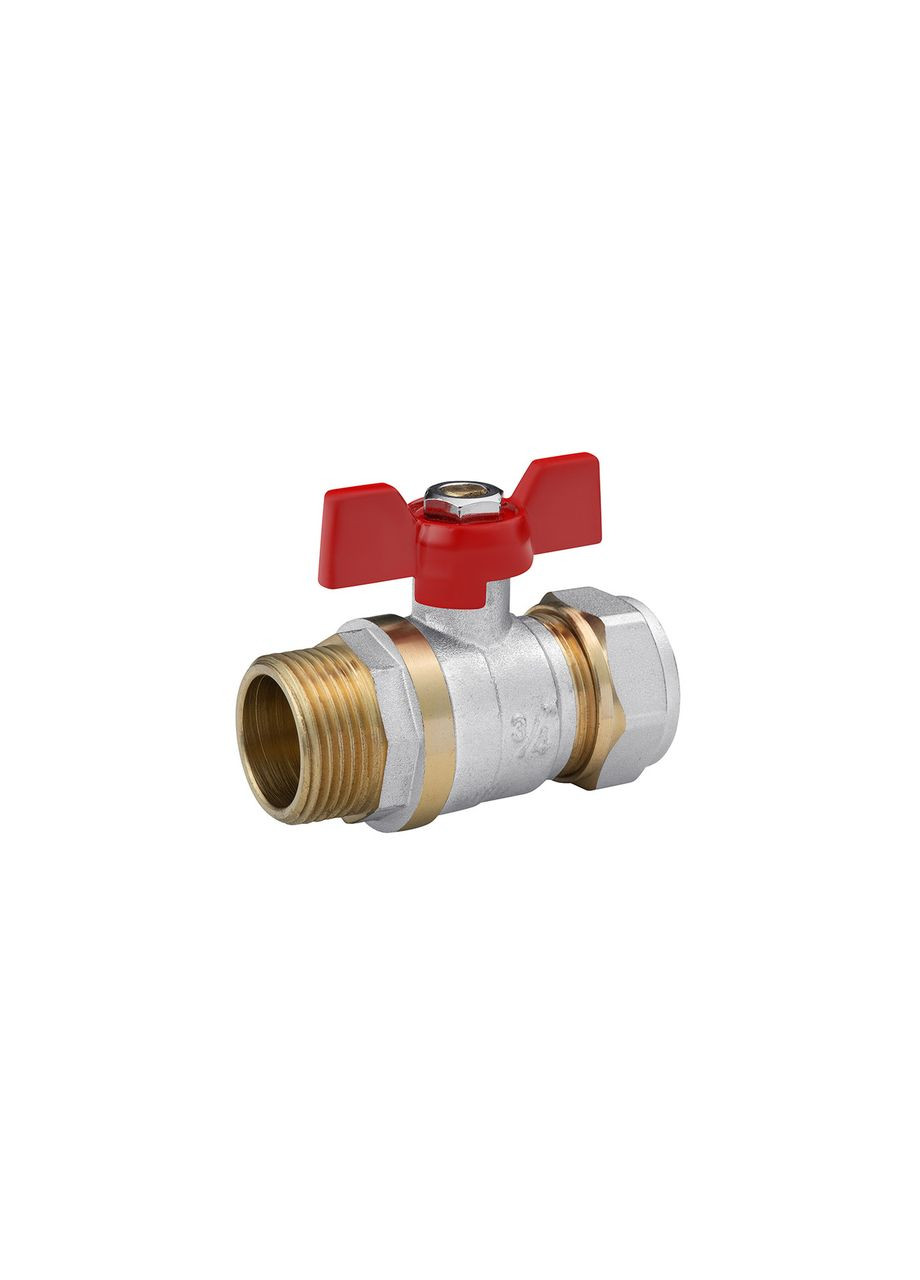 Кран шаровой металлопластиковый 20х3/4" РЗ бабочка, никелированный Karro (332976168)