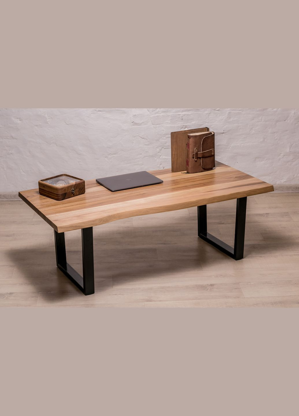 Кавовий стіл із живими краями M (горіх) Чайний столик в стилі лофт EcoWalnut (294613520)