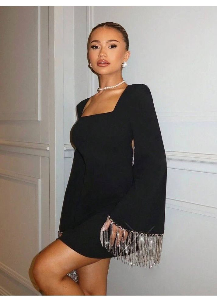 Чорна святковий, коктейльна, вечірня жіноча сукня з відкритою спиною з відкритою спиною Avanti однотонна