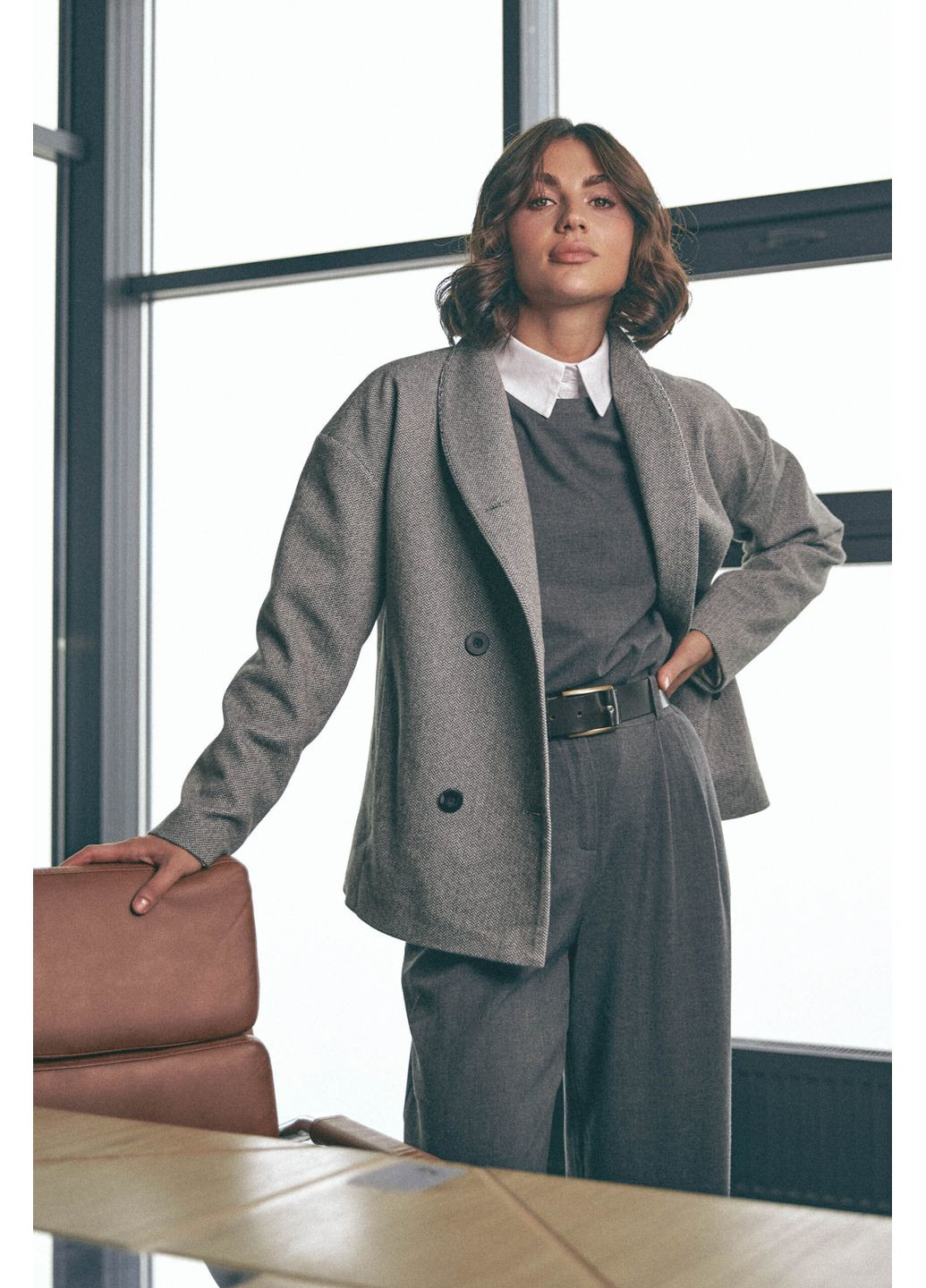 Сіре демісезонне Пальто 2260.6259 Seventeen