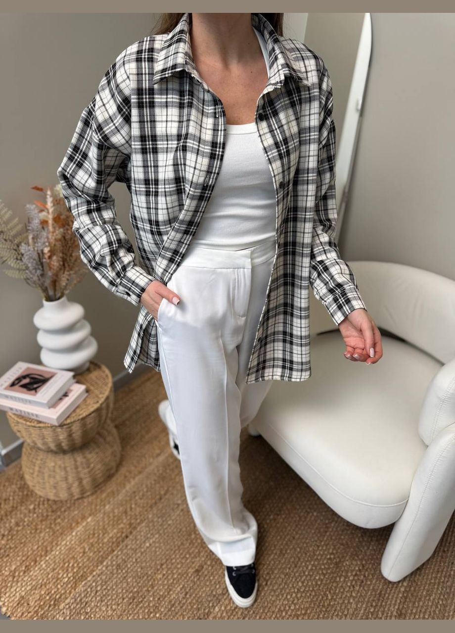 Жіноча сорочка вільного крою в клітинку MonCher (329409089)